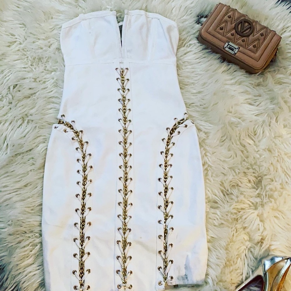 Sexy bondage chain dress open sides